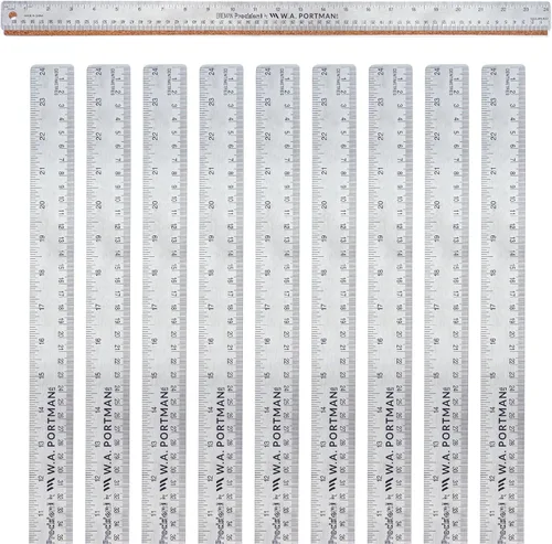 Vista 14 de Regla de metal de 12 pulgadas de Breman Precision con respaldo de corcho – Regla de borde recto de acero inoxidable, flexible, antideslizante