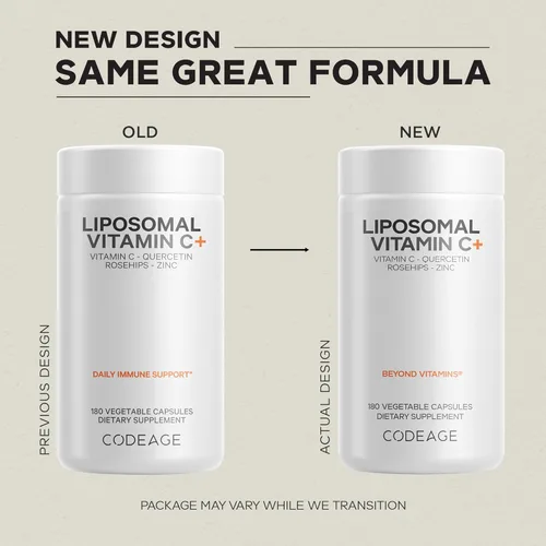 Vista 3 de Codeage - Vitamina C liposomal de 1500 mg con zinc, saúco, bioflavonoides cítricos de pomelo, limón, naranja en polvo, quercetina y escaramujo