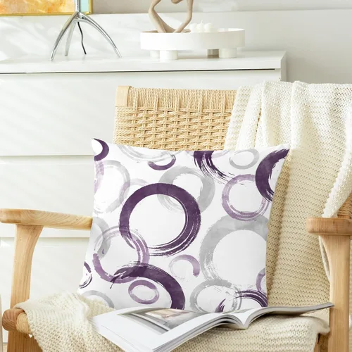 Vista 3 de CaliTime Juego de 2 fundas de almohada decorativas con estampado de círculos geométricos de tinta y lavado, para sofá, cama, decoración de casa