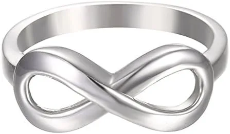 Vista 2 de BORUO Anillo infinito, chapado en platino sobre plata de ley para mujer, anillos de plata de ley 925, anillo de nudo, anillo en forma de infinito