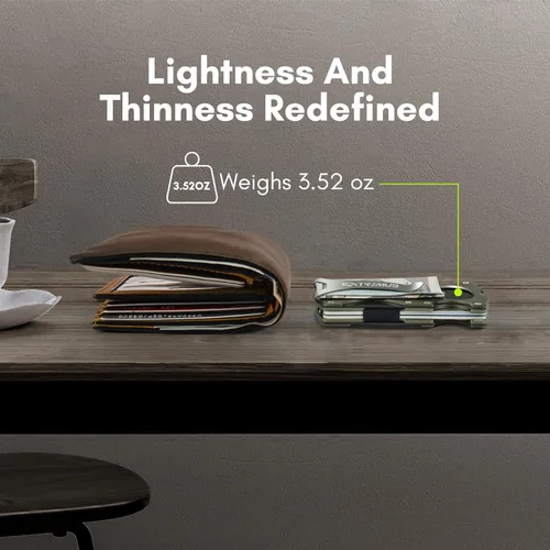 Vista 7 de Extremus Billetera táctica delgada con clip para dinero y soporte para tarjetas de crédito, billetera minimalista con bolsillo frontal para hombres