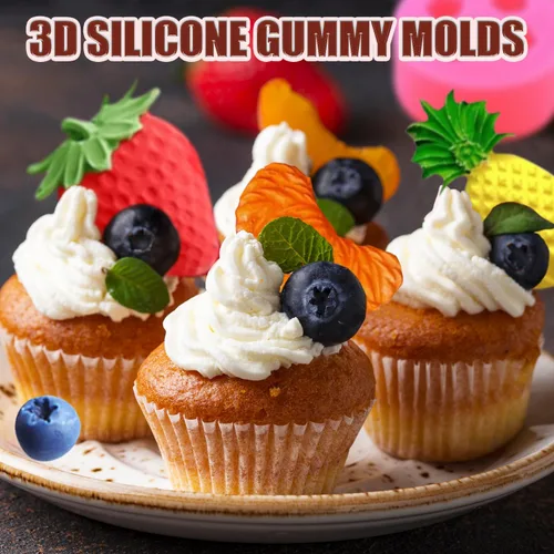 Vista 6 de Moldes para velas de fondant de frutas, moldes de silicona para aperitivos, moldes de comida de gomitas de chocolate con formas 3D de naranja