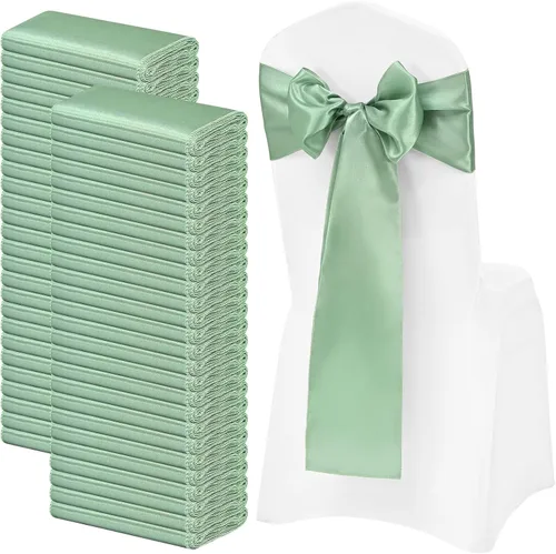 Vista 9 de 72 bandas de satén para silla, color azul bebé, lavables y reutilizables, fundas universales para silla, suministros para atar en la espalda