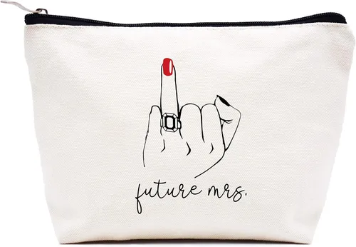 Vista 97 de LIBIHUA Bolsa de maquillaje para mujer, bolsa de cosméticos regalos para ella, bolsa de viaje femenina, Beige, 1 en mi era de Lacrosse Mom