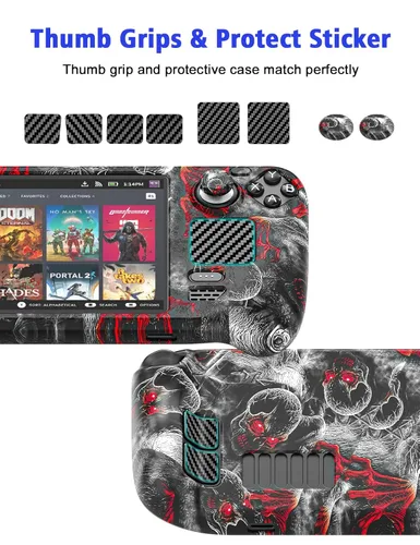 Vista 6 de Relohas Case for Steam Deck Accessories Set for Steam Deck Silicone Cover Skin Shell Stand Dock Touch Skin Sticker and Thumb Grip Full Protection