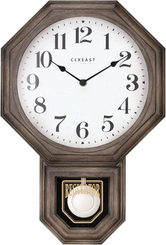 CLXEAST Reloj de Pared de Péndulo, Relojes de Pared de Péndulo Regulador de Escuela Grandes para Decoración de Sala de Estar, Plástico con Acabado