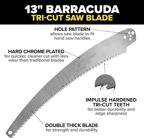 Vista 3 de Jameson PS-3FPS1 Kit de cabezal de sierra de pértiga Tri-Cut, hoja Barracuda de 13 pulgadas, convierte postes de extensión para un recorte y poda