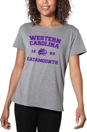 Vista 266 de Colección oficial de camisetas sueltas con logotipo de círculo envejecido universitario para mujer, jaspeado atlético