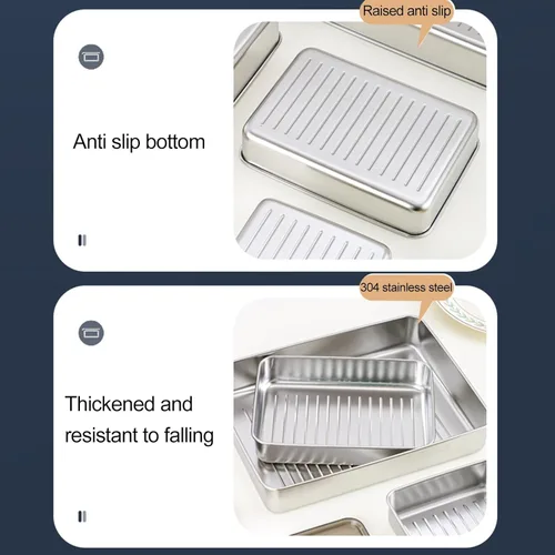 Vista 8 de Recipiente de tocino para refrigerador, 1000ML/2000ML/800ML/400ML Crisper Box 304 Recipientes herméticos de almacenamiento de carne con tapas