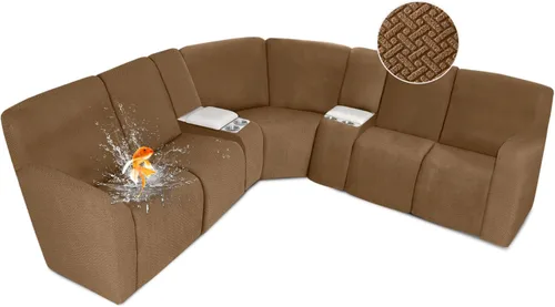 Vista 35 de ALIECOM Fundas 100% impermeables para sofá seccional reclinable, forma de L, elásticas, para esquina, funda para sofá seccional reclinable, lavable
