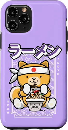 Vista 10 de Funda Kawaii para iPhone 15 Ramen Dog Shiba Ramen Fideos Estilo Japonés
