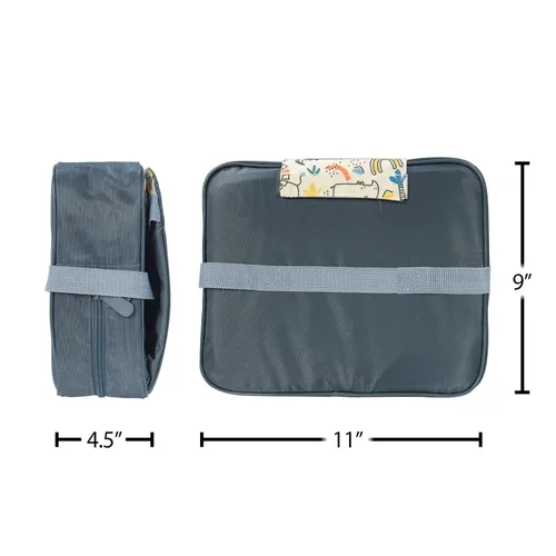 Vista 5 de Nuby Easy Go - Asiento elevador de viaje para bebés y niños pequeños con arnés de 3 puntos, más de 9 meses, estampado safari beige