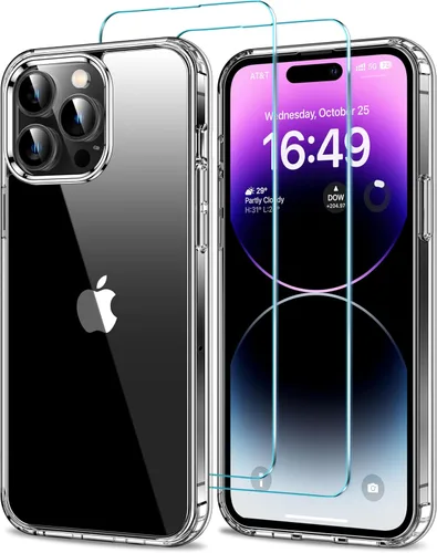 Vista 50 de HOOMIL Funda para iPhone 11 con 2 protectores de pantalla de vidrio templado, no amarillea, protección contra caídas, arañazos, transparente, parte
