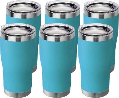 Vista 9 de HASLE OUTFITTERS Vaso de 20 onzas a granel, vasos de acero inoxidable con tapa, vaso aislado al vacío, vaso de doble pared, tazas de café, gris