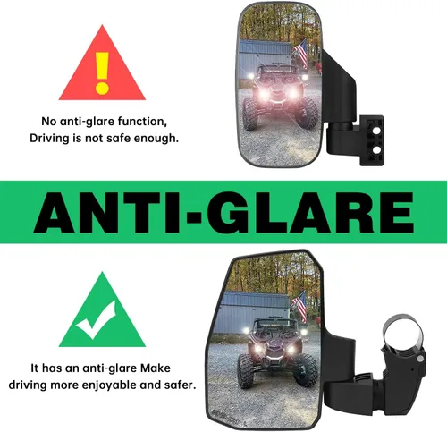 Vista 3 de SHEJISI Espejos laterales UTV, ya no necesitas ajustar a mano, innovadora función de reinicio automático, para jaula antivuelco de 1.5 a 2.0