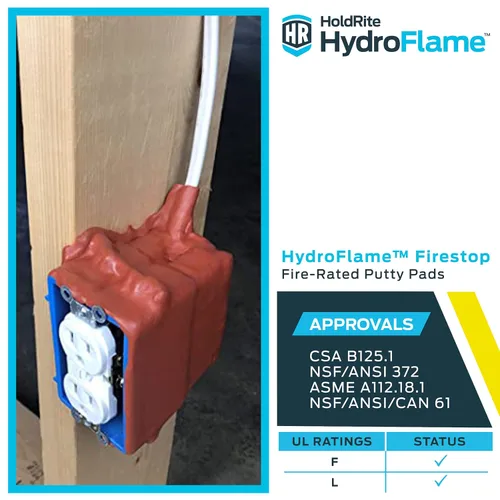 Vista 6 de Holdrite HydroFlame HF-PP-1 - Almohadillas de masilla Firestop de 7 x 7 pulgadas, (paquete de 20) con clasificación de fuego, HF-PP-1