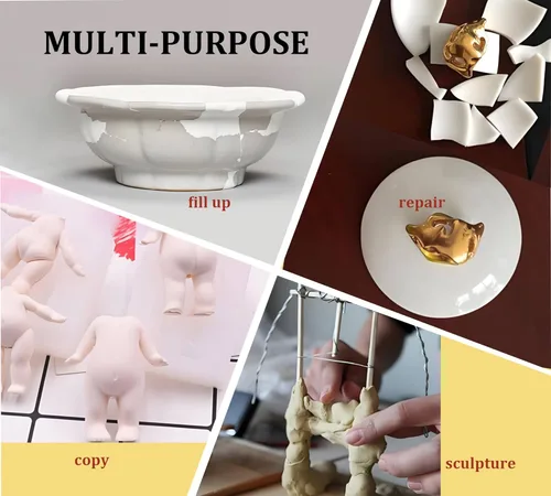 Vista 3 de Masilla epoxi, 10 oz / 280 g Arcilla epoxi de reparación rápida, masilla de relleno de alta resistencia de 2 partes para esculpir, modelar