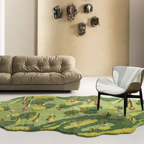 WHALEHOME - Alfombra de musgo estéreo 3D para sala de estar, alfombra de hierba musgo verde, alfombra para dormitorio, mesita de noche, alfombra