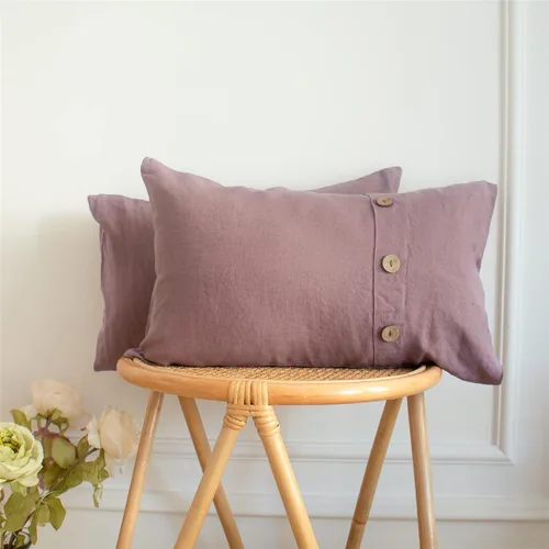 Vista 49 de Simple&Opulence - Juego de funda de edredón 100 % lino, 2 piezas con cierre de botón de coco, de lino francés lavado, color liso, suave