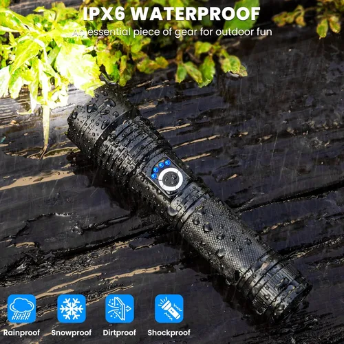 Vista 5 de Linterna recargable de 99,000 lúmenes - Paquete de 3 linternas LED brillantes con 5 modos, linterna impermeable de mano para camping, hogar, exterior