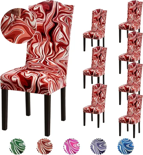 Vista 84 de Juego de 6 fundas elásticas para sillas de comedor, extraíbles y lavables, para sillas de comedor, hotel, ceremonia