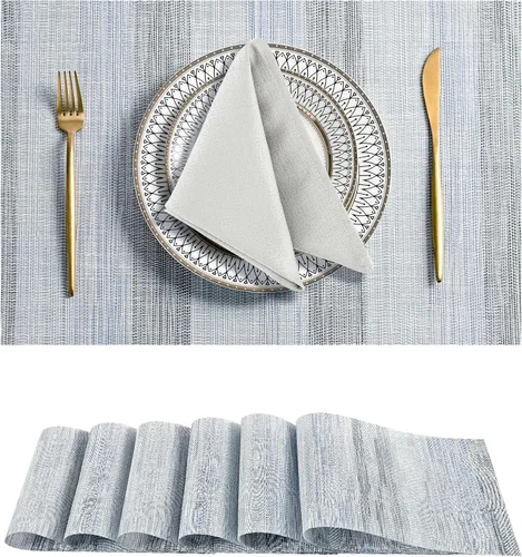 Vista 152 de Leetaltree - Juego de 4 manteles individuales beige, antideslizantes, resistentes al calor, para mesa de comedor, lavables, duraderos, de PVC