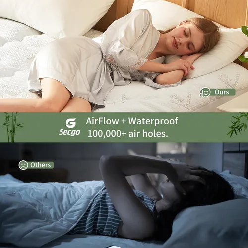 Vista 5 de Cubrecolchón King Premium 100% impermeable, almohadilla de colchón transpirable, protector de cama de rayón de bambú, funda de sábana de bolsillo