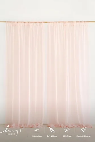 Vista 3 de Ling's moment - Cortinas de fondo transparente de chifón, libres de arrugas, para arco de ceremonia de bodas, decoración de escenario de fiestas