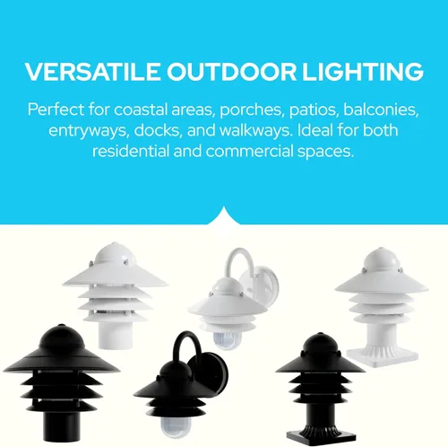 Vista 7 de KastLite Lámpara náutica para exteriores para pasarela – Linterna costera no metálica resistente al óxido e impermeable – Se adapta a postes de 3