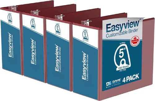 Vista 34 de Easyview - Carpetas prémium de 3 anillas con cubiertas transparentes y anillos en D, carpetas para escuela u oficina, 1 pulgada, paquete de 6