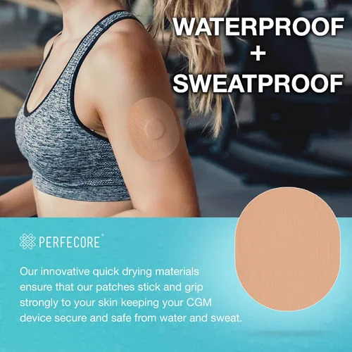 Vista 2 de Parches adhesivos compatibles con Freestyle Libre Enlite Guardian (paquete de 30) – Impermeable, a prueba de sudor, cinta de cubierta de sensor