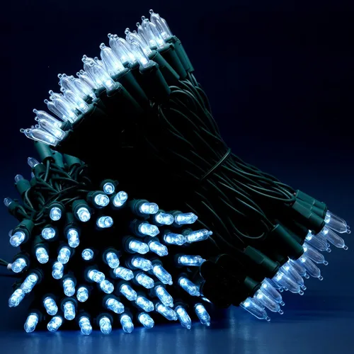 Vista 5 de YULETIME 200 luces LED de Navidad blancas frías, tira de luces de alambre Blanco frío