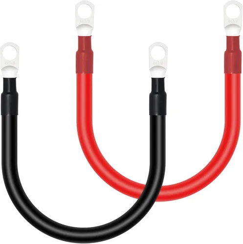 ELFCULB Cable de batería de calibre 4, cable de soldadura de cobre estañado de 1 pie con lengüetas de 3/8 pulgadas para batería solar de automóvil