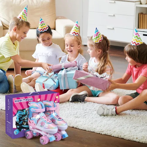Vista 7 de Patines de Ruedas, Patines de Ruedas Ajustables de 4 Tallas para Niños, Ruedas con Luces y Adorables Diseños de Dibujos Animados, Múltiples Capas