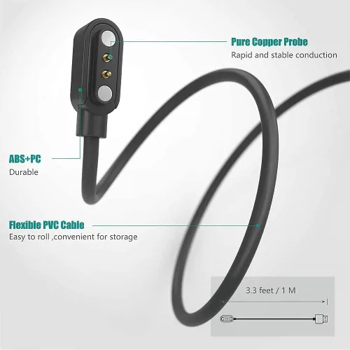 Vista 5 de Lamshaw Compatible con el cargador de reloj inteligente Fitpolo IDW15, cable de carga magnético de repuesto USB compatible con Fitpolo IDW15 de 1.8