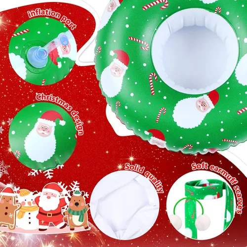 Vista 4 de Hungdao Juego de 9 accesorios para muñecas de Navidad, incluye orejeras, bufanda suave, suéter acogedor, tubo inflable para nieve, accesorio de ropa