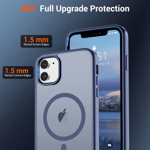 Vista 412 de SUPFINE - Funda magnética para iPhone 13 Pro Max (compatible con MagSafe), (protección contra caídas de grado militar de 10 pies), delgada, Negro