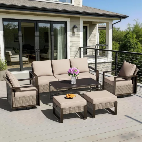Vista 78 de Sofá de Mimbre Metálico para Patio de 75", Sofá Sillón de Ratán para Exteriores de 3 Asientos para Todo Tipo de Clima con Cojines Premium