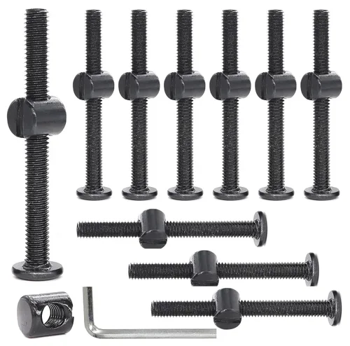 Vista 5 de cSeao Juego de 15 tornillos hexagonales negros M6 de 0.591 in para muebles y sillas de cuna