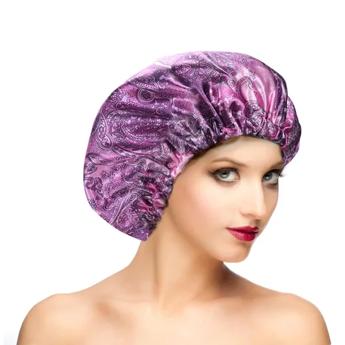Vista 8 de Gorros de ducha para mujer, extra grande, ajustable, impermeable, reutilizable, gorro de ducha para mujeres y niñas, cabello largo y grueso, gorros