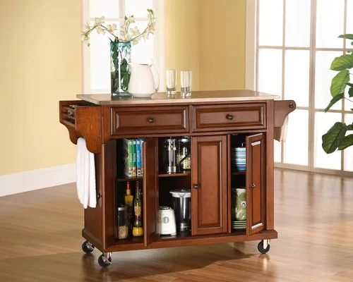Vista 170 de Crosley Furniture isla de cocina con ruedas, Madera, Blanco