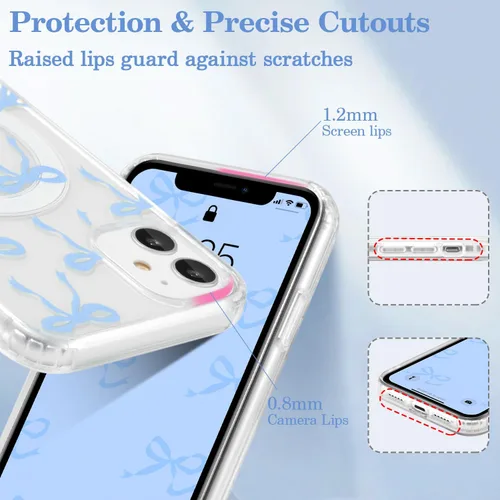 Vista 3 de UEEBAI - Funda magnética para iPhone 11, diseño de lazo, compatible con MagSafe, funda transparente delgada inalámbrica, antiamarilleo, a prueba