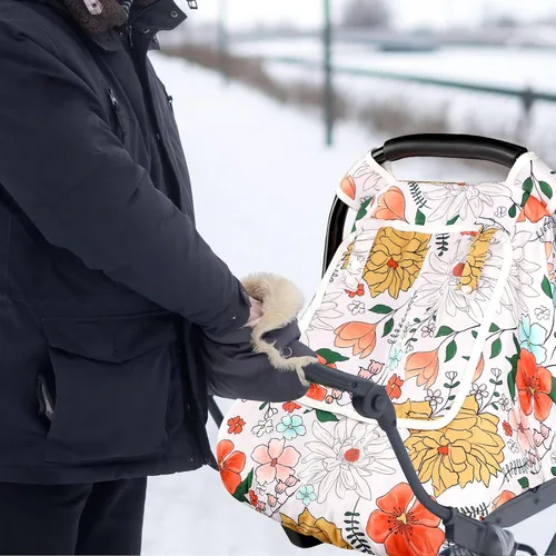 Vista 17 de Funda para asiento de auto Pea Pod para bebé, capota para asiento de auto infantil para recién nacidos con 2 capas de ventanas de tela de malla
