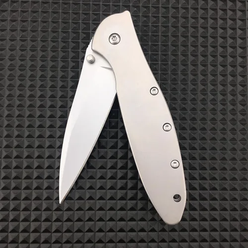 Cuchillo de bolsillo plegable de 7 pulgadas, cuchillo asistido con bloqueo de marco y clip de bolsillo, hoja 8Cr13Mov y mango de aluminio Tono plata