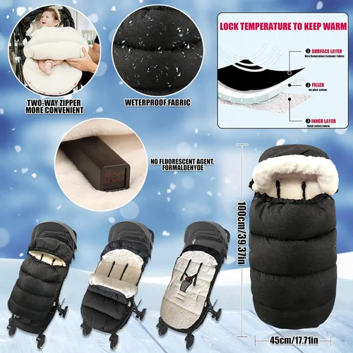 Vista 3 de Waterproof &Thicken Universal Stroller Cover Winter,Stroller Footmuff Bunting Bag for Warm Strollers Muff,Stroller Accessories for Baby Sleeping Bag