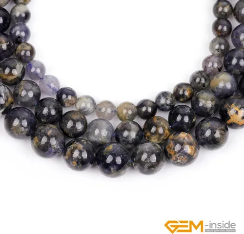 Vista 6 de GEM-Inside - Cuentas redondas de cordierita de 0.394 pulgadas para hacer joyas, hebra de 15 pulgadas, cuentas de chakras semipreciosas de cuarzo