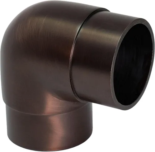 Vista 4 de 2 "diámetro x 2-1/2" H bronce antiguo codo de 90 grados para riel de barra de 2 pulgadas