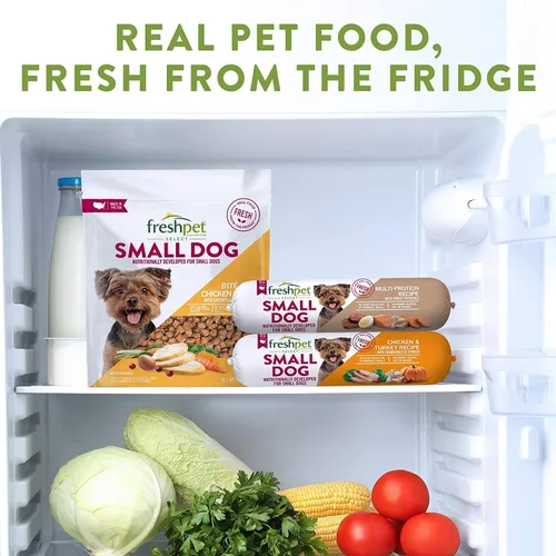 Vista 4 de Freshpet Select Roll - Alimento húmedo refrigerado para perros pequeños con receta de pollo y pavo, fabricado en los Estados Unidos, paquete de 3