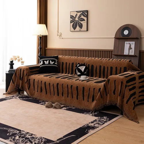 Vista 44 de VClife Funda de sofá bohemia para Navidad, 1 pieza, suave y cálida para sofá seccional, funda lavable de calabaza y jacquard negro para sofá biplaza