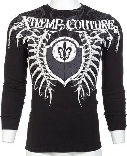 Vista 5 de Xtreme Couture by Affliction - Camisa térmica de manga larga para hombre VERTEBRAE, Negro